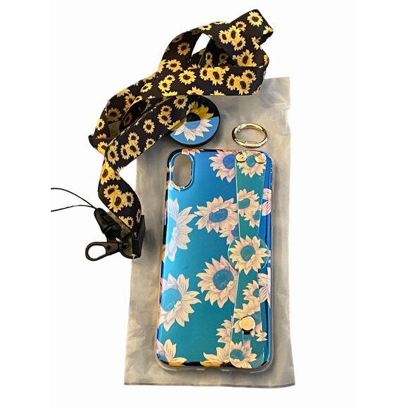 Sunflower phone case with Wrist Strap for iPhone XR Lanyard Girls Women - Picture 6 of 7